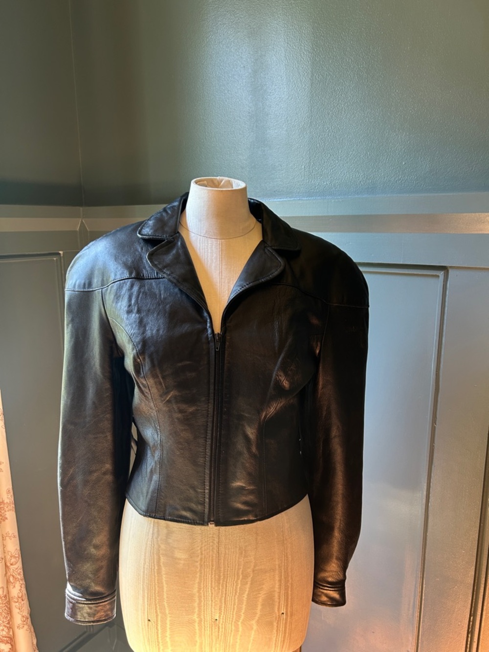 Kelli Kouri Classic Black Leather Jacket - Women's Zip Front